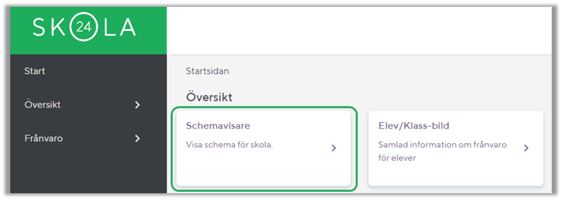 Bild som visar vart man klickar för att nå schemavisaren