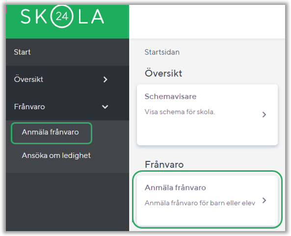 Bild som visar var man Anmäler frånvaro
