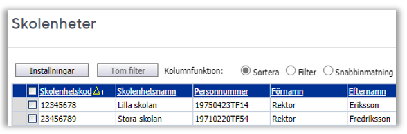 Skolenhet kopplat till rektor