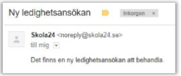 Upplysning om att behandla en ansökan