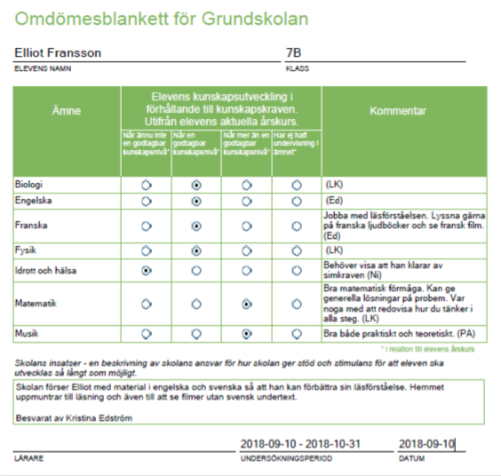 Omdömesblankett